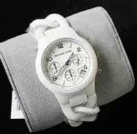 在飛比找Yahoo!奇摩拍賣優惠-MICHAEL KORS 白色錶盤 麻花交錯 白色陶瓷錶帶 