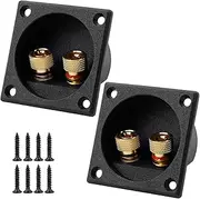 Pastlla 4PCS 2.2" Square 2-Way Speaker Box Terminal Binding Post Cup, Speaker Box Terminal Cup, Screw Type Binding Post Subwoofer Box Speaker Terminal Plates for DIY Home Car Stereo Speaker Subwoofer