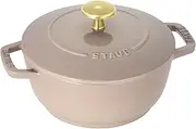 staub Wanabe Linen Z1026-010 Linen Brass Knob Specification, 6.3 inches (16 cm), Double Handed, Enameled Pot, Rice Cooking, Induction Compatible, Japanese Authentic Product with Serial Number