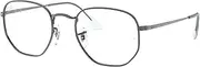 [Ray-Ban] Rx6448 Hexagonal Prescription Eyeglass Frames, Gunmetal/Demo Lens, 48 mm
