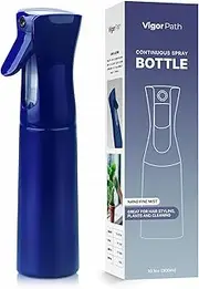 VIGOR PATH Continuous Spray Bottle with Ultra Fine Mist - Versatile Water Sprayer for Hair, Home Cleaning, Salons, Plants, Aromatherapy, and More - Empty Hair Spray Bottle - 300ml/10.1oz (Blue)