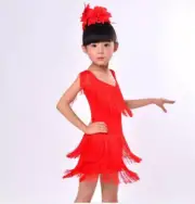 1pcs Child Girls Kids Red Sequin Fringe Salsa Dress Dancewear Dance Costume