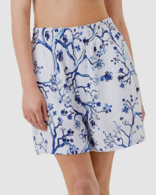 Vilebrequin Women's Blue Linen Cherry Blossom Shorts Swimwear Size Small