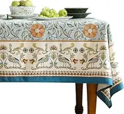 patdrea Designer French Rectangle Table Cloth,Blue Italian Floral Tablecloths,Provencal Country Spring Summer Linen Tablecloth,Wrinkle Free Table Cover for Kitchen Dining,Party,Holiday,55" x 71"