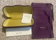 GUCCI SMALL PURPLE VELVET HARD CLAMSHELL CASE w/COA~CLOTH~SATIN BAG~MANUAL