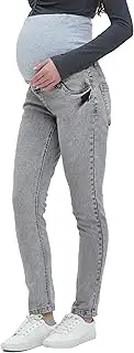 [Allovxin] Women's Maternity Jeans Plus Size Over The Belly Pregnancy Pants Stretch Comfy Slim Denim Joggers