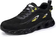 [BIAJIAZHUA] Steel Toe Boots Anti-Colision Anti-Stress, Steel Toe Work Boots Comfortable Breathable, Steel Toe Work Shoes Non Slip, Steel Toe Shoes Anti-Puncture Anti-Smash(Yellow,8)