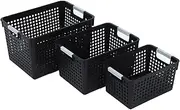 Storage Basket Baskets Office Shelf Organizer Bins Book Basket Desktop Basket Organizer Toy Organizer Bins Small Organizer Bins Small Storage Bins with Lids Storage Crates Pp Black COHEALI