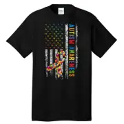 Autism Awareness Puzzle Ribbon Usa Flag Tall T-Shirt