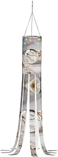 Halloween Garden White Marble Rose Gold Pattern Windsock Lights Halloween Lighted Windsock for Patio Yard Pathway Party Decor