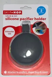 Skip Hop Silicone Pacifier Holder With Zipper Closure & Clip For Strollers New