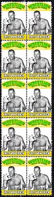 FRITZ VON ERICH WRESTLING HALL OF FAME INDUCTEE STRIP OF 10 MINT STAMPS