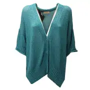 0089AE maxi cardigan donna TWIN-SET blue petroleum sweater women