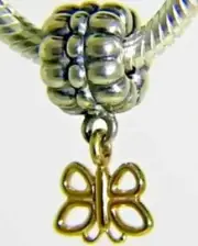 PANDORA | 14K GOLD SILVER GOLDEN BUTTERFLY DANGLE CLIP CHARM ✪NEW✪ 790892 RARE
