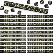 Qunclay 50 Sets Price Display Cube Number Letter Price Tag Cube Blocks Adjustable Dollar Display Stand Small Counter Kit for Jewelry Retail Vending Machine Shop Signs(Black, Gold)