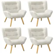 Oikiture 4x Armchair Accent Chairs Sherpa White