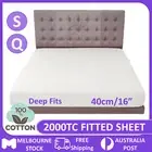 2000TC Extra Deep Fitted Sheet 100%Cotton Ultra Soft Single Queen Bed Size Sheet