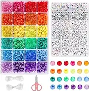 HiLLeo Friendship Bracelet Making Kit 4000pcs Pony Beads for Jewellery Making With 1600pcs Letter Beads Arts & Crafts Supplies Craft Kits