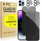 For iPhone 16e 15 14 13 12 11 Pro Privacy Tempered Glass Screen Camera Protector