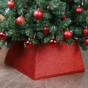 Blissun Fabric Christmas Tree Collar, Square Christmas Tree Ring, Glittering