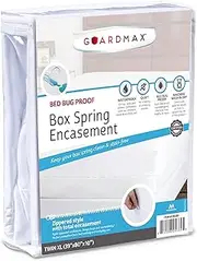 Guardmax Premium Box Spring Cover - Twin XL Size Waterproof and Bed Bug Proof Zippered Box Spring Encasement - 6 Side Absorbent Boxspring Protects Against Bed Bugs, Dust Mites, Spills, and Stains.