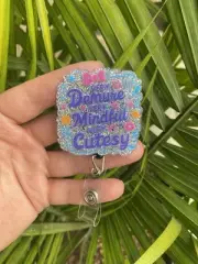 Demure Mindful Cutesy Retractable Badge Reel Work ID Holder Nurse CNA LVN Gift