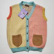Mi Arcus Boys Size 3-4 Years Sleeveless Button Up Sweater Vest 100% Cotton
