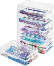 GUDAJIN Plastic Pencil Case 6-Pack, Multifunctional Transparent Storage Box, Large Capacity Pencil Case, Plastic Container with Snap-On Seal Lid, School Supply Storage Box, Stackable Storage Box