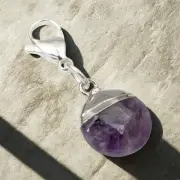 Purple Amethyst Clip-on Charm, Stylish Stone Bag Accessory Easy Clasp Attachment
