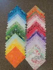"Seconds" Batik Fabric Cotton Quilting 40 of 5"x5" Charms Squares - Rainbow