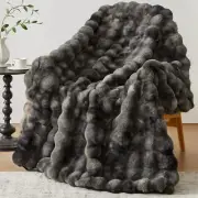 Anysay Faux Fur Throw Blanket, 1000GSM Fluffy Soft Bubble Blanket for Couch B
