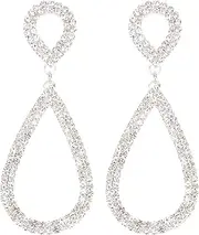 [LEGITTA] Rhinestone Teardrop Dangle Earrings Sparkly Wedding Jewelry