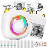 Mini Sticker Printer Pocket Inkless Thermal Printer with RGB Light for Ios&Andro