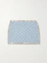 [Retrofête] Retrofête - Daisy Embellished Cotton-jersey Mini Skirt - Sky blue - small small Blue
