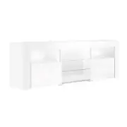NNEDSZ TV Cabinet Entertainment Unit Stand RGB LED Gloss Furniture 160cm White