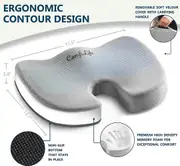 Gel Enhanced Seat Cushion - Non-Slip Orthopedic Gel & Memory Foam Coccyx Cushion for Tailbone Pain - Office Chair Car Seat Cushion - Sciatica & Back Pain Relief
