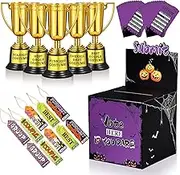 Sratte 56 Pcs Halloween Party Supplies Include Halloween Contest Ballot Box, 5 Gold Trophies, 40 Voting Cards and 10 Award Prize Cards for Game Favor Fun Decor