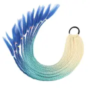 Colourful Braided Ponytail Hair Extension Hair Tie Elastic Band Hair Accessories Beige Lake Sapphire Blue