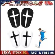 2 Pairs Mini Soccer Shin Guards, 3.1"x2.1" Black & White Cross Shin Guards