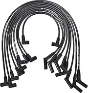 RLP Silicone Spark Plug Wires Set 8.0mm Black Replacement for SBF Small Block Ford Valve Cover Wires 221 255 260 289 302 351W Fits HEI Distributor Caps with Coil Wire