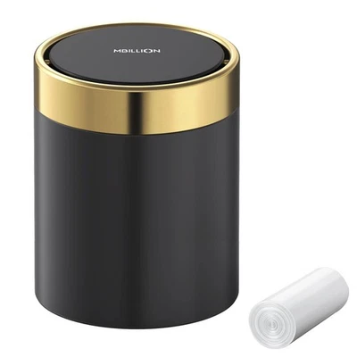 Mini Trash Can with Lid, Desktop Small Trash Can Recycling Bin Cute Metal Gar...