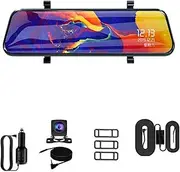 10'' 1080P Car Mirror Dash Cam DVR Rearview Camera Dual Lens IPS Touch Screen Stream Media Night Vision Drive Video Recorder(1080P no Wi-fi - 24h,64G)