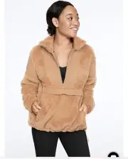 Victoria’s Secret Pink Sherpa OVERSIZED TEDDY HALF-ZIP Mocha latte Large. New