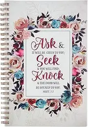 Christian Art Gifts Notebook Ask Seek Knock Matthew 7:7 Bible Verse Inspirational Writing Notebook Gratitude Prayer Journal Flexible Cover 128 Ruled Pages w/Scripture, 6 x 8.5 Inches