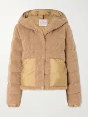 [Moncler] Moncler - Audrieu Shell-trimmed Fleece Jacket - Light brown - 1 1 Brown