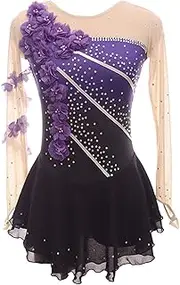 [Zagitova] Ice Figure Skating Dress for Women Patchwork Applique Girls Competition Dance Outfits with Shiny Rhinestone
