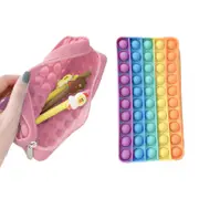 Fidget Pop Pencil Case - 2 Pack - 1x Rainbow & 1x Pink