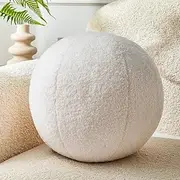 Vdoioe Cream White Ball Pillow 11.8 Inches Round Throw Pillow Simple Modern Ball Shaped Throw Pillow，Nordic Style Cushion Decorative Pillow for Couch,Sofa,Bedroom
