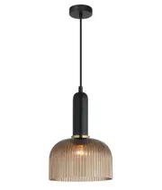 Valencia Dome Amber Ribbed Glass Pendant