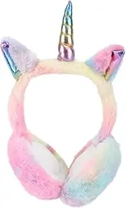 [DEARMAMY] Unicorn for Winter Headbands for Men Lovely Ear Warmer Ear Cover for Winter Unicorn Horn Headband Winter Ear Cover Accessories Miss Colorful Plush